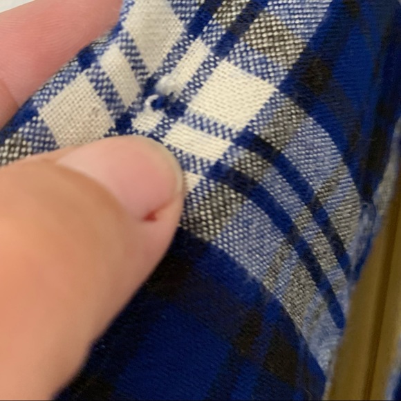 American Eagle Shirt Boyfriend Fit plaid flannel popover top size small - Picture 5 of 7